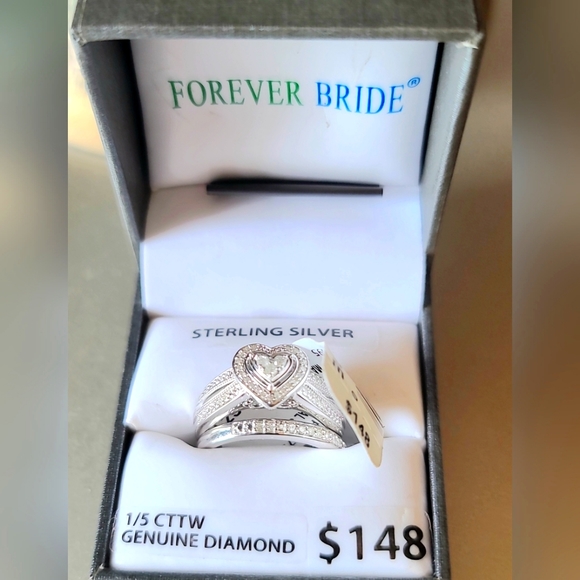 Forever Bride Jewelry Forever Bride Diamond Heart Bridal Ring Set